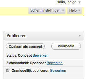 Scherminstellingen WordPress