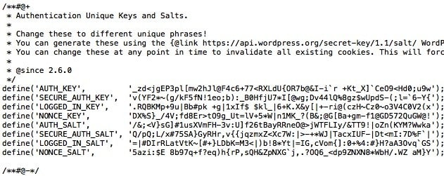 WordPress secret keys