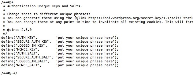 wp-config.php secret keys
