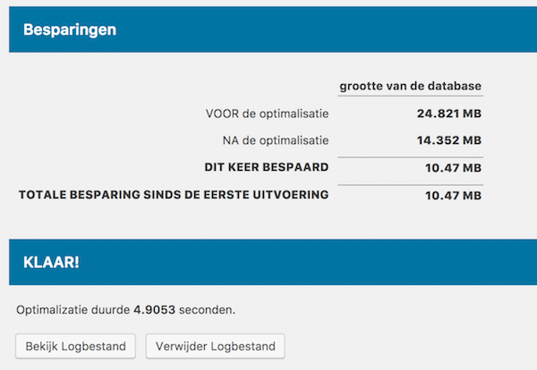 optimaliseer database resultaat