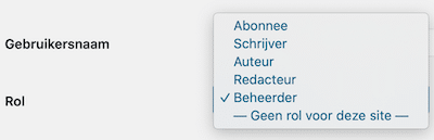 WordPress gebruikersrol wijzigen
