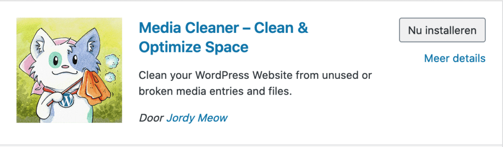 Installeren plugin Media Cleaner