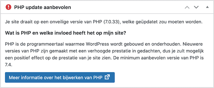 Je maakt gebruik van een verouderde versie van PHP