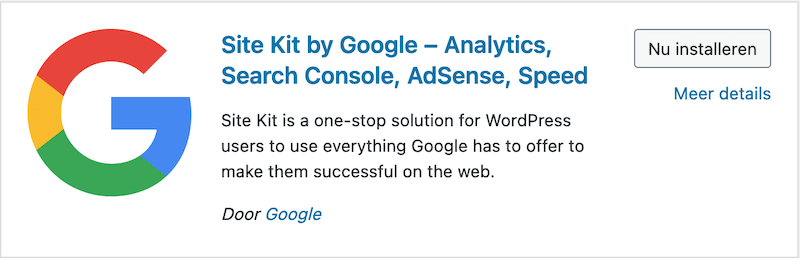WordPress plugin Google Site Kit installeren