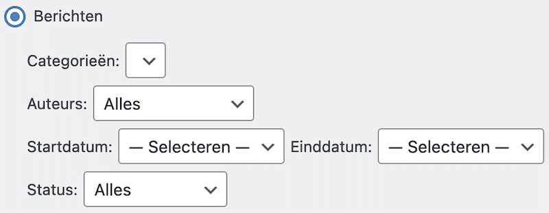 exporteren WordPress berichten