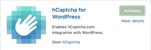 Activeren hCaptcha plugin in WordPress