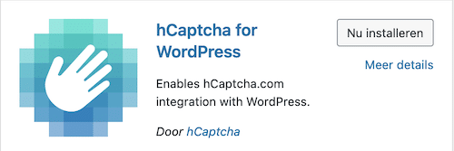 Installeren hCaptcha plugin WordPress
