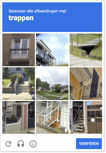 Voorbeeld Google reCAPTCHA